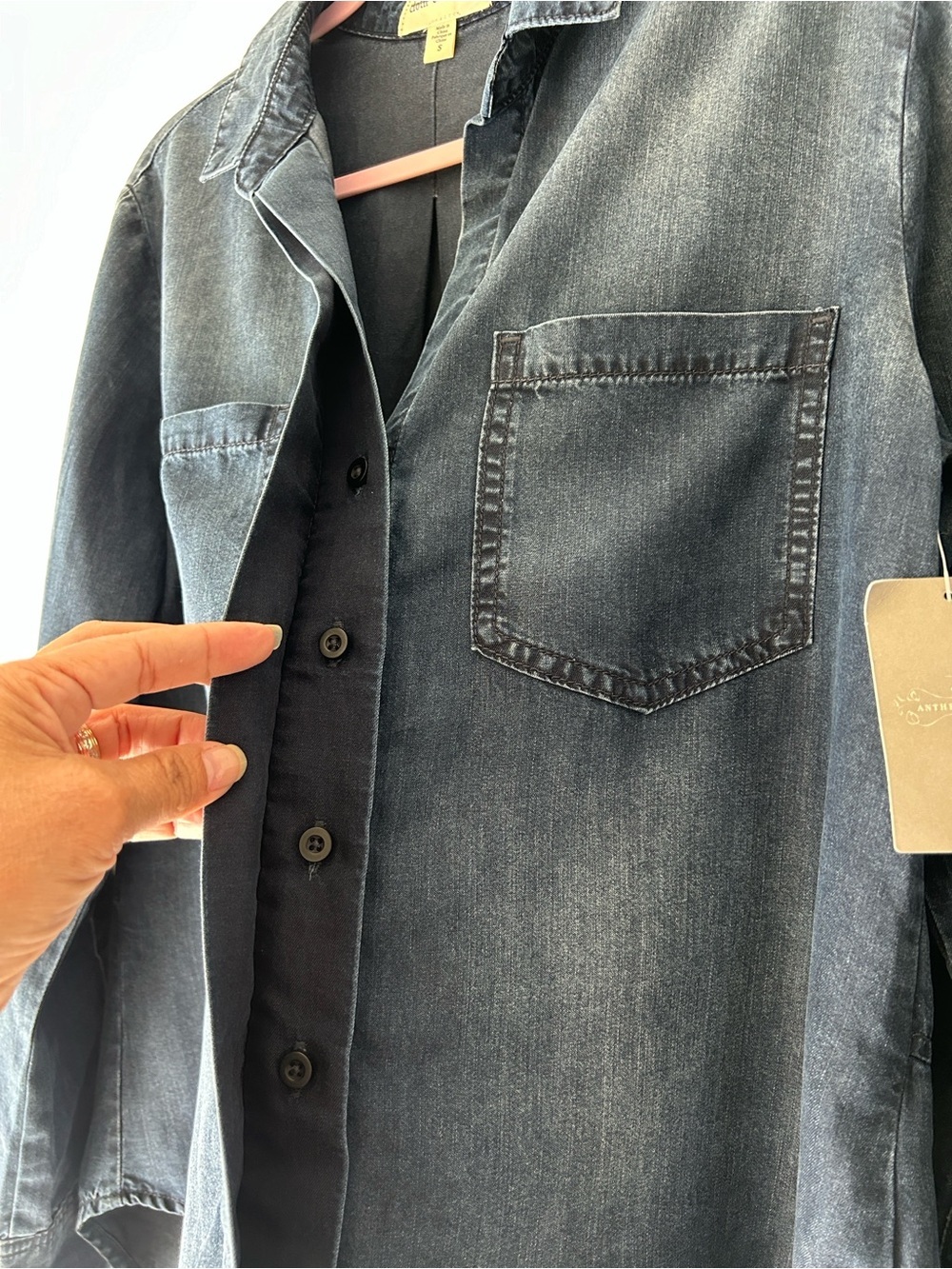 Cloth &Stone Anthropologie Washed Indigo Denim Shirt — Blue - Picture 3 of 14